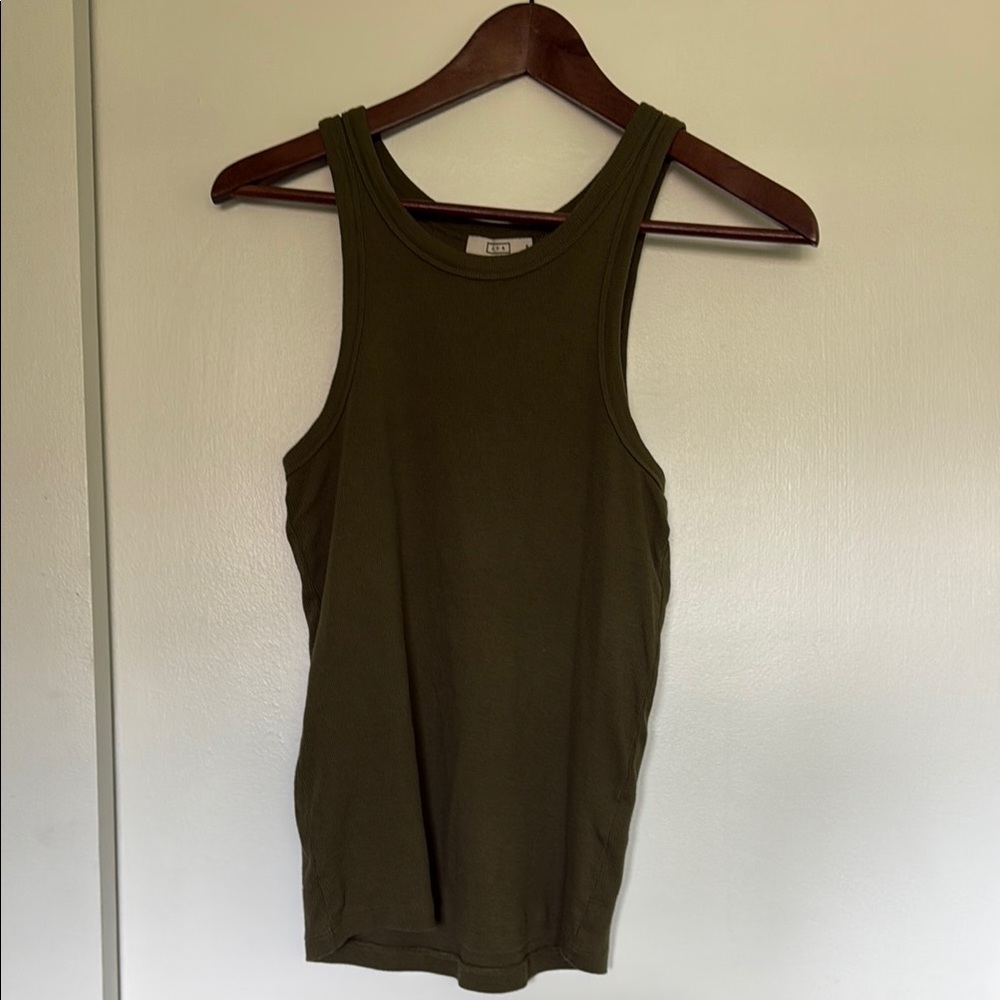 AYR Olive Green Tank Top Pima Cotton Medium